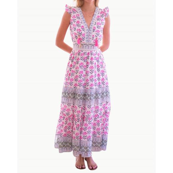 NEW BELL annabelle maxi dress in fuschia navy flower - Picture 1 of 5